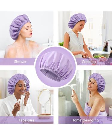 Welrog Waterproof Shower Hoods for Women | Reusable Adjustable Shower Caps for Men & Women | 2 Pack Rosa & Lila - Buy Online on GoSupps.com