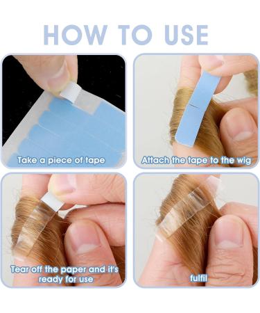 144Pcs Double Sided Adhesive Hair Extension Tape Tabs - Waterproof Wig Replacement Tapes - Blue Beauty Tools - Buy Online on GoSupps.com