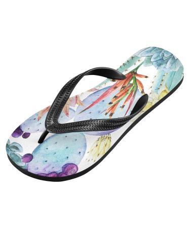 Mnsruu Tropical Floral Cactus Flower Flip Flops | Stylish Home Hotel Spa & Travel Footwear for Men & Women - Buy Online on GoSupps.com