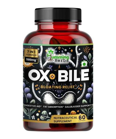 SS Ox Bile Extract 1100mg - Digestive Aid for Bloating Relief Enhanced Fat Absorption and Gallbladder Support - With Probiotics Turmeric Inulin