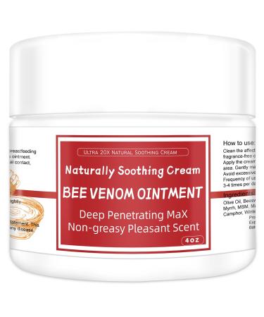 Max Strength Bee Venom Cream Natural Organic Soothing Treatment for Psoriasis Rash Jock Itch Stubborn Ringworm Itchy Dry Skin - All Body Skin for Children & Adults 4 Fl Oz (Pack of 1)