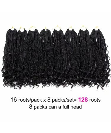 Boho Box Braids Crochet Hair 14 inch 8 Packs - Curly Ends Goddess Box Braids for Black Women | 1B# Color - Buy Online on GoSupps.com