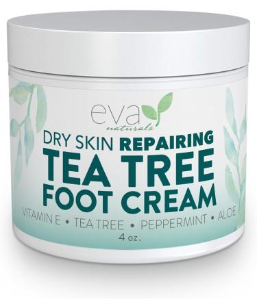 Eva Naturals Tea Tree Foot Cream Soothing Foot Cream for Dry Cracked Feet With Tea Tree Oil Eliminate Odor - 4 Oz