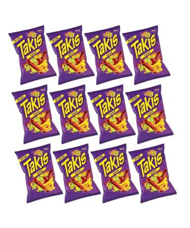 Takis 55g (PACK OF 12) - Fuego Flavour - Chilli Pepper and Lime Corn Chips - UK product - Popular Snack - Party Snack - Multipack (55g x 12) - BY BLISSIFY