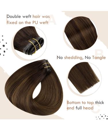 Vivien Clip-In Extensions | Remy Real Hair Balayage Dark Brown to Light Brown | 20 Inch 140g 7pcs PU Clips - Buy Online on GoSupps.com
