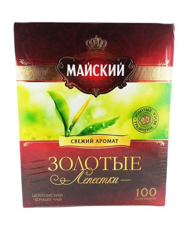 Maiski Chai Maiski Chai Zolotye Lepestki Ceylon Pack of 3 packs of 100 black tea bags