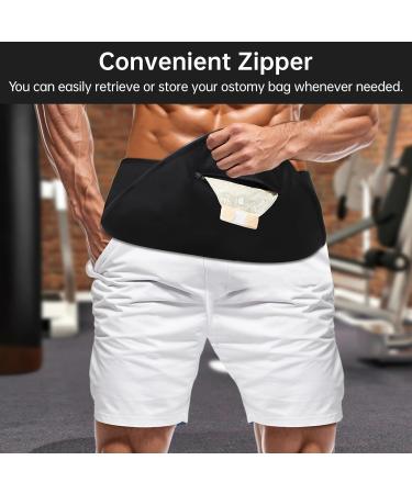 Adjustable Ostomy Belt 33-43 | Zippered Pouch Cover | Elastic Support Belt | Unisex Black Stealth Design - Buy Online on GoSupps.com