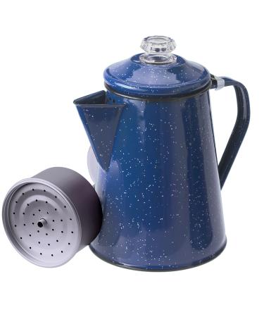 GSI Outdoors Percolator Coffee Pot | Enamelware for Brewing Coffee over Stove & Fire - Campsite, Cabin, RV, Kitchen, Hunting & Backpacking Blue 8 cup Coffee Pot