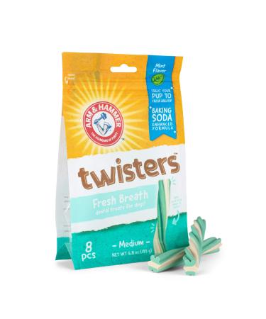 Arm & Hammer Twisters Fresh Breath Dental Treats For Dogs Medium Mint 8 Pieces