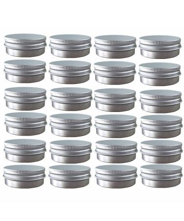 24 Pack (1 Oz/30ml) Screw Top Round Aluminum Tin Cans, Metal Tin Storage Jar Containers with Screw Cap for Lip Balm, Cosmetic, Candles, Salve, Make Up, Eye Shadow, Powder, Tea