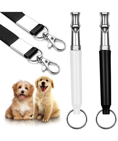 WENSILIAN Dog Whistle 2 Pack Dog Whistle to Stop Barking for Dogs Recall Training Whistle Professional Silent Dog Whistle to Stop Barking Training Control Tool for Puppy with Black Strap Lanyard