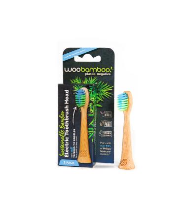 WooBamboo! Electric Toothbrush Replacement Heads (Soft) Sustainable BPA-Free Electric Toothbrush Heads Made from Bamboo (Pack of 2)