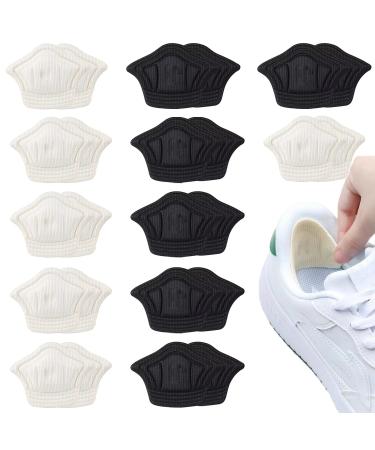 Aitous 12 pairs of self-adhesive heel cushions for too big shoes heel repair patch for better shoe suitable and comfort unisex (black and white)