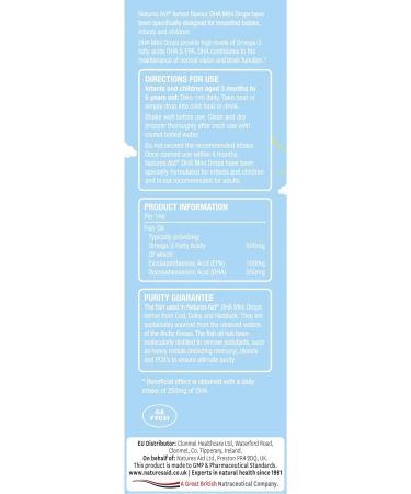 Natures Aid DHA Omega-3 Mini Drops for Infants & Children - Sugar Free 50ml - Buy Online on GoSupps.com