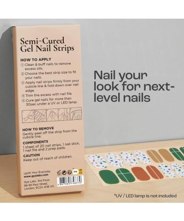 Gya Labs Terrazzo Nail Stickers - Long Lasting Gel Nail Strips for Women (20 Pcs) - Nail Art Kit with Semi Cured Design - Stick on Nails for Trendy Nail Art - Buy Online on GoSupps.com