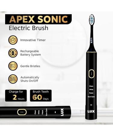 Buy LED Whitening Electric Toothbrush - Rechargeable Sonic Brush for Adults | Blue Light Teeth Whitening & Cleaning - Black/Gold - Buy Online on GoSupps.com