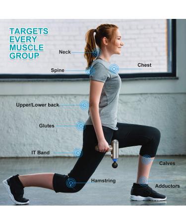 Deep Tissue Percussion Muscle Massage Gun - USB Rechargeable Handheld Electric Massager for Athletes - Super Quiet 6 Speed High-Intensity Vibration - 4 Message Heads - Gray - Buy Online on GoSupps.com