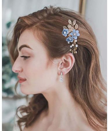 Cimenexe Bohemian Crystal Flower Hair Comb Pearl Flower Hair Barrette Gold Leaf Headpiece Vintage Pearl Headwear Hairpiece Decorative Wedding Comb Hair Accessories Jewelry for Women and Girls Gifts - Buy Online on GoSupps.com