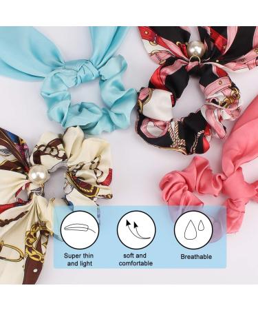 ANBALA Satin Ribbon Hair Scrunchies Set A - 10Pcs Thin Cold Scrunchies for Girls Women - Floral & Solid Color Hair Ties Accessories - Buy Online on GoSupps.com