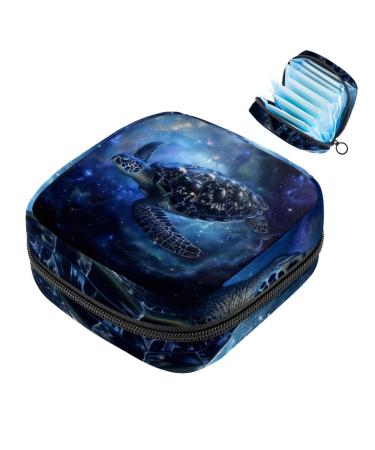 Muooum Galaxy Swim Turtle Women's Standing Pocket menstrual pad bag portable menstrual cup bag with zipper for teenagers girls women women color 1 4.7x6.6x6.6