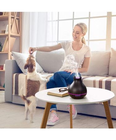 550ml Aromatherapy Essential Oil Diffuser Humidifier for Large Room - 12hr High Mist Output, Waterless Auto-Off, 7 Color LED, Wood Grain Ultrasonic Diffuser - Dark Brown - Buy Online on GoSupps.com