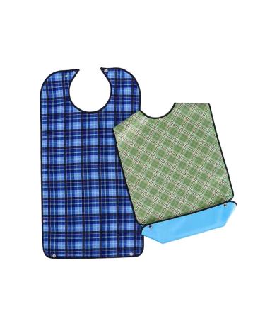 HACLEN Adult Bibs for Women Men 2 Pack Adult Bibs for Eating Waterproof Dining Clothing Protector with Crumb Catcher 1