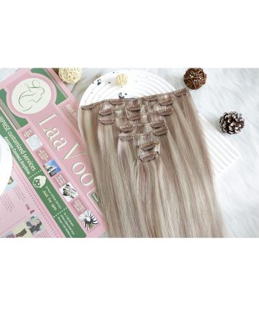Laavoo 60cm Clip-In Real Hair Extensions - Ash Blonde Highlights 120g 7 Pieces - Double Brick Clip Ins - Buy Online on GoSupps.com