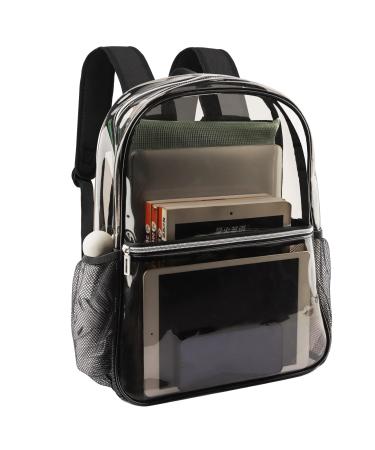 Neurora Clear Backpack Heavy Duty TPU Transparent Backpack for School,Sports,Work,Security Travel,College. Black