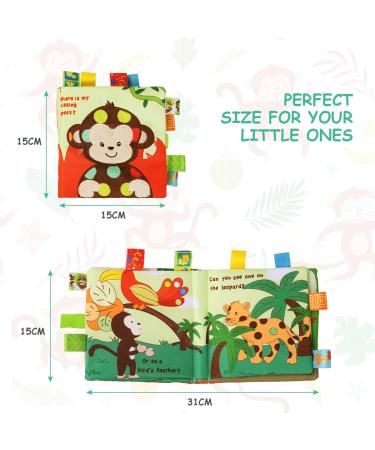 Vicloon Baby Soft Books - 3D Animals Tails Crinkle Sensory Touch and Feel Book for 0-3 Year Old Toddlers - Monkey Design - Buy Online on GoSupps.com