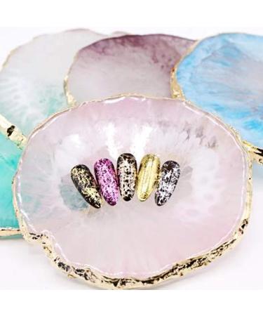 dragonaur-home decor 1 Pc Creative Golden Edge Resin Nail Art Palette Gel Nail Polish Drawing Color Palette DIY Nail Mixing Palette Manicure Display Holder Pink - Buy Online on GoSupps.com