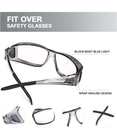 LVIOE Fit Over Blue Light Blocking Glasses | Anti Blue Light Eyewear for Prescription & Reading Glasses - A01 Grey Frame - Buy Online on GoSupps.com