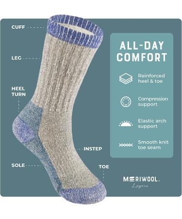 MERIWOOL Kids Merino Wool Hiking Socks - 3 Pack Blue Medium - Buy Online on GoSupps.com