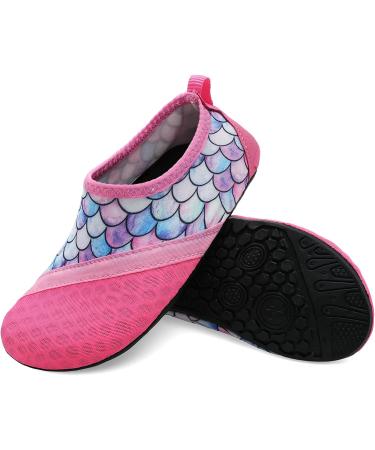 JIASUQI Kids Water Shoes Quick Dry Aqua Socks for Beach & Pool | Pink Scale | 7/7.5 UK Child - Buy Online on GoSupps.com