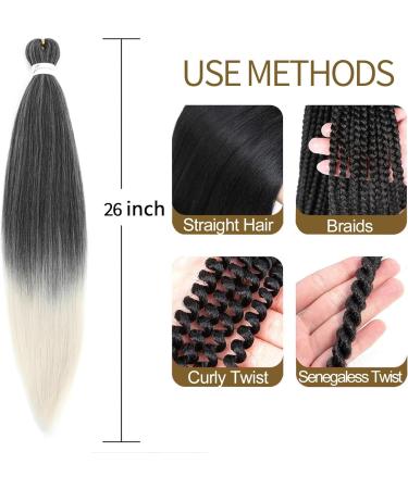 Si Fi 26 Inch 8 PacksPre-stretched Braiding Hair Professional Synthetic Braid Hair Itch Free Hot Water Setting Yaki Texture Hair Extensions (1B/Silver) - Buy Online on GoSupps.com