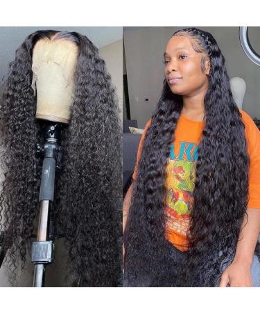 26 inch 13x6 HD Transparent Lace Front Wig Brazilian Water Wave Human Hair Wigs Deep Part Lace Frontal Wet and Wavy Virgin Human Hair Wigs Pre plucked Curly Wigs 180% Density 26 Inch 13x6 HD Lace Wig