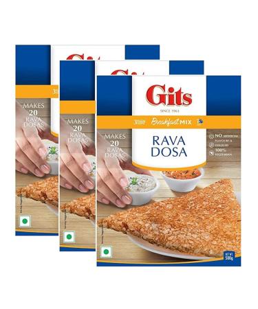 Gits Rava Dosai Instant Breakfast Mix 500g - A Traditional Indian Crispy Brown Rava dosai Savory Snack - A Traditional South Indian Snack Made Of semolina (Pack of 3)