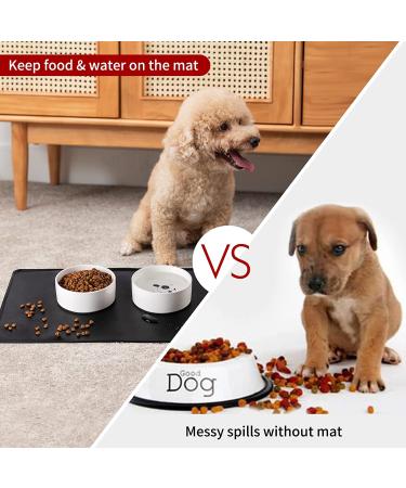 20x12 Inch Silicone Waterproof Pet Feeding Mat - Grey/Black/Blue - Anti-Slip Tray Mats for Dogs and Cats - Buy Online on GoSupps.com