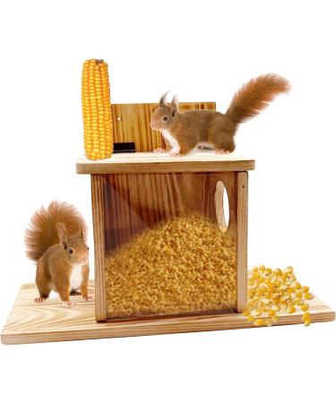 Direct Wicker Squirrel Feeder Wood Flip-Up Roof For Squirrel Food Placement Removable Front Panel Squirrel Feeder Just For Squirrels