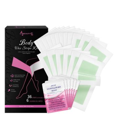 Beauty7 Bande de Cire Wax Strips Easy Gel 36 Bandes pilation Cire D pilatoire Bras Jambes Poils Aisselles Et Bikini pilatoire Rapide