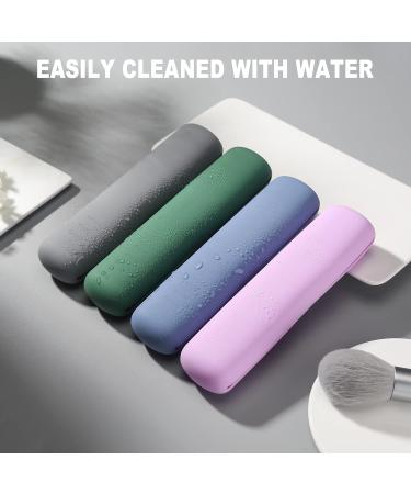Fvion Travel Make-Up Brush Holder | Silicone Cosmetics Organizer | Portable Makeup Brush Pocket (Brown/Gray) | Ideal for Travel - Buy Online on GoSupps.com