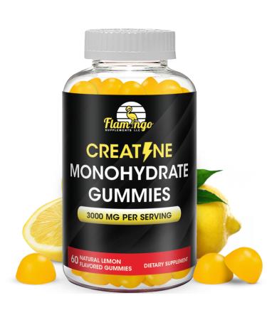 Creatine Gummy Supplement- Lemon Flavored Creatine Monohydrate Pre Workout Chews for Energy Boost Creatine Supplement for Building Muscle and Strength Vegan Non-GMO 90 Count