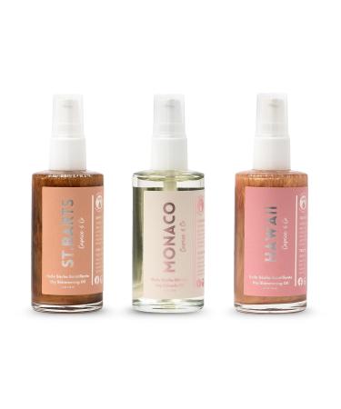 Caprice & Co Miracle Body Oils Trio 2 oz of Monaco Hawaii St. Barts Travel Size Scented Dry Body Oil Organic Moisturizing Handcrafted Glow Oils Vacation Shimmer Oil & Body Care for Women - Buy Online on GoSupps.com