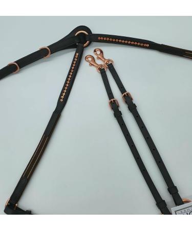 Buy Deister Breastplate in Brown Rose Gold Pink | Soft Leather Rhinestone Auxiliary Reins for Thoroughbreds - Buy Online on GoSupps.com