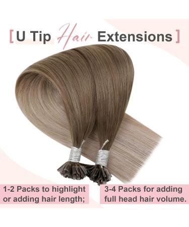 Easyouth 16 Remy Human Hair Keratin Bond Extensions - Ash Brown & Platinum Blonde Mix | 50g 50 Pieces #8/60/18 - Buy Online on GoSupps.com