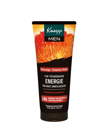 Kneipp Kneipp MEN 3-in-1 Energizing Care Shower Gel for men for skin hair and face with natural blood orange essential oil and black pepper extract 200 ml