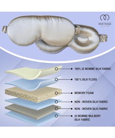 MATASSE Silk 3D Contoured Eye Mask - Champagne & Pink Sleep Mask for Women Men - Silk Eye Cover to Prevent Wrinkles - Buy Online on GoSupps.com