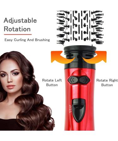 Hot Air Brush Styler & Dryer - 2-in-1 Rotating Hair Curler for Salon-Quality Curls at Home - Stylish Red Design - Buy Online on GoSupps.com