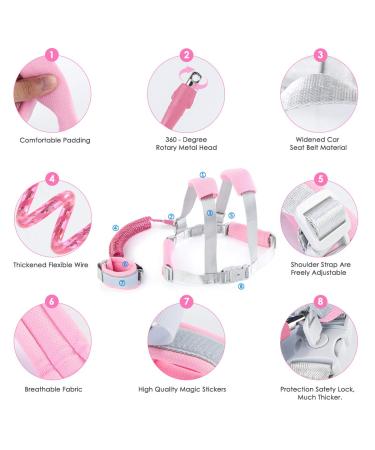 Children Safety Leash - 2.5m Anti-Lost Wrist Link for Toddlers - Pink Toddler Leash - Buy Online on GoSupps.com