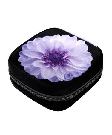 GIAPB Period Bag Sanitary Napkin Storage Bag Pad Holder for Period Makeup Pouch Violet Flower Color5122