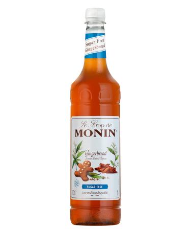 MONIN Premium Gingerbread Sugar Free syrup 1L for Coffee and Cocktails. Vegan-Friendly Allergen-Free 100% Natural Flavours and Colourings